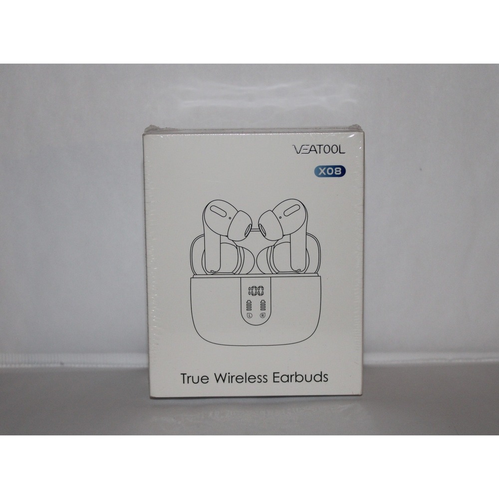 VEATOOL X08 True Wireless Earbuds Bluetooth IPX7 Waterproof LED Display White